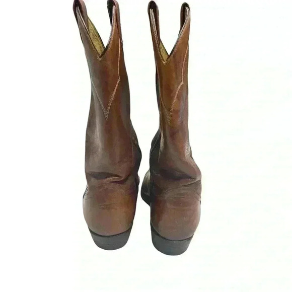 VTG TONY LAMA #5084 Leather Cowboy Western Boots Cognac Marble Brown 10 - B - Picture 5 of 14